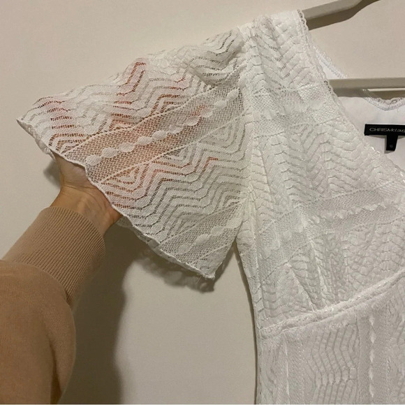 Chris McLaughlin White Lace Flutter Sleeve Midi Dress 10 - Picture 2 of 10